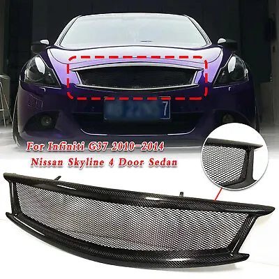 Carbon Fiber Front Bumper Mesh Grille For Infiniti G G37 Nissan Skyle 2010-2014 • $139.90