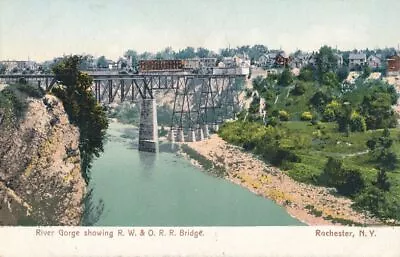 R.W.& O. Railroad Bridge At Genesee River Gorge - Rochester NY New York - UDB • $3.49