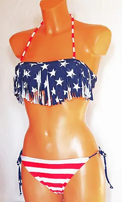 £11.24 • Buy Fringes Bikini Bandeau Stars Stripes USA Gr.34, 36,38