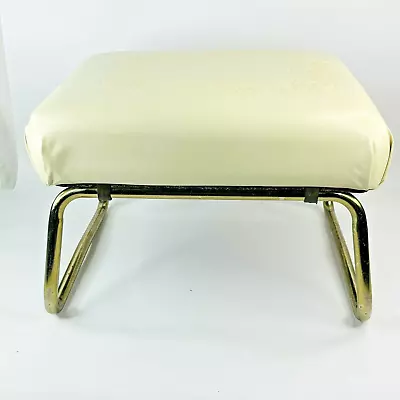 Vintage Pearl Wick Leg Lounger Adjustable Footstool Ottoman Metal Base Vinyl • $79.99