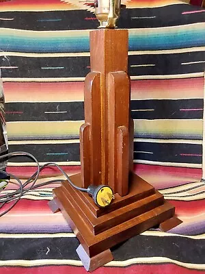  Vintage 1930's Wooden  Deco Style Desk Lamp No Maker's  Name • $15