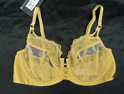 M & S Autograph Non Padded Full Cup Bra Graphic Floral Lace Yellow Marks Spencer • £9.99