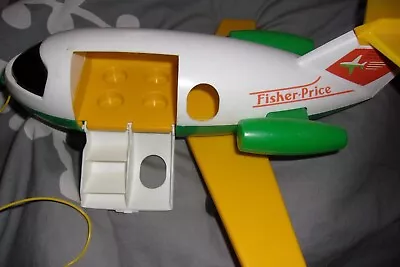 VTG Fisher Price Little People #182 Green Jet Plane W/Yellow Pull String* VGUC • $10.59