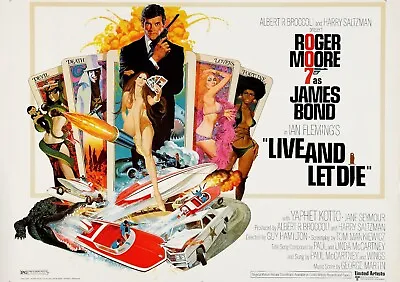 Home Wall Print -Vintage Movie Poster - JAMES BOND LIVE AND LET DIE -A4A3A2A1 • £14.99