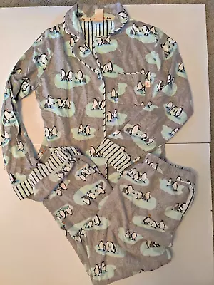 Munki Munki Penguins Flannel Pajama Set Size S Button Front With Pockets • $24.95