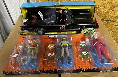 McFarlane DC Retro Batman Robin Joker & ‘66 Batmobile Vehicle 6” Figures Lot • $100