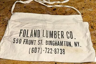 Vintage Carpenter Nail Apron Foland Lumber Co Binghamton NY Cloth Pouch Lumber • $14.99