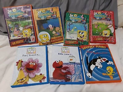 Lot Of 7 - SpongeBob Looney Tunes & Elmo's World DVD (Italy Imports) • $60