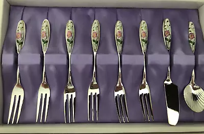 8pc Vintage GROSVENOR International Epsn CAKE Set 6 Forks Spoon Butter Knife BOX • $28