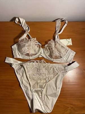 MYLA Adelaide Silk Lace Ivory Bridal Lingerie Set NEW Gift Bag • £80