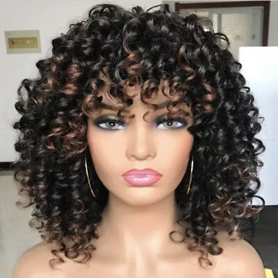 Short Curly Wavy Hair Hair Lace Front Wig Womens Brazilian Human Wigs Fluffy New • $17.47