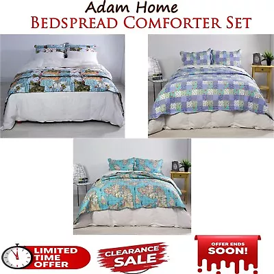 £14.99 • Buy Reversible Quilted Bedspread Throw Lightweight Comforter 100% Cotton King Size