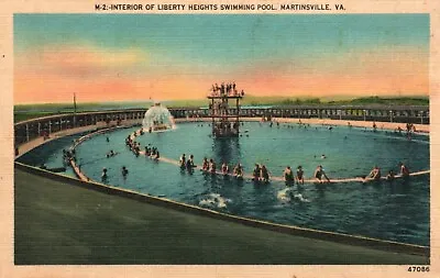Postcard VA Martinsville Liberty Heights Swimming Pool 1943 Vintage PC G6941 • $3