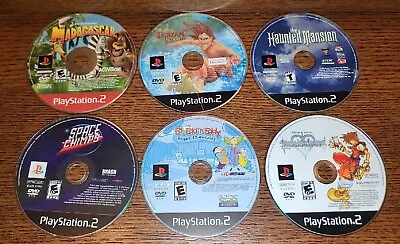 Qty 6 Sony PlayStation 2 Game Kingdom Heart Tarzan Madagascar Disc Only UNTESTED • $11.99