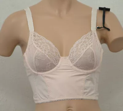 Charnos Hourglass Hg002 Underwired Lace Cup Long Line Bra 34b Blush • £28