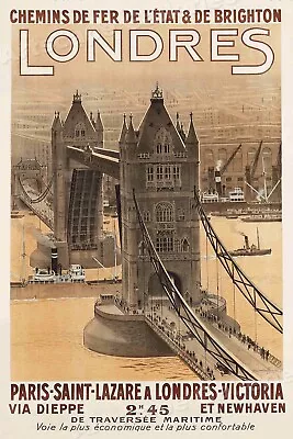 Londres Tower Bridge 1920s Vintage Style French Travel Poster - 24x36 • $25.95