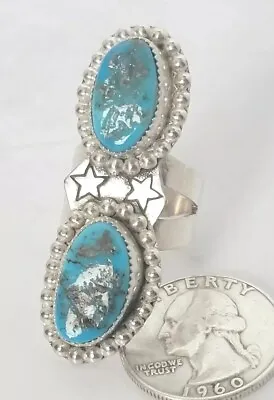 Morenci Turquoise Sterling Silver Ring Size 7-3/4- 14.8g Signed  • $135