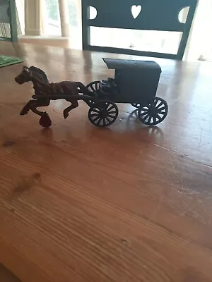 Vintage Cast Iron Amish Horse Drawn Wagon With Family Members • $19.50