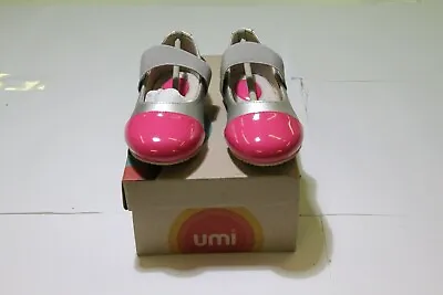 Umi *elaina*girls Silver/ Pink Leather Ballet Flat Shoes Uk 10 Jnr Eu 28 • £10