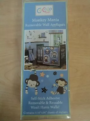 COCALO BABY Nursery Monkey Mania Removable Wall Stickers Decals Appliques NIB! • $15.59