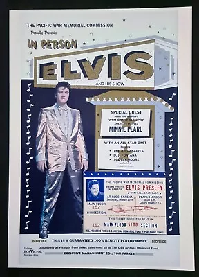 Repro CONCERT TICKET & POSTER : ELVIS PRESLEY 25 March 1961 PEARL HARBOR Hawaii • $24.99