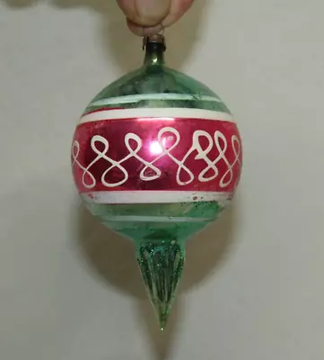 Antique German Glass Ice Cream Cone Christmas Ornament Vintage Decoration 1930's • $22