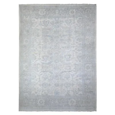 11'7 X15'9  Ivory Faded Out Peshawar Heris Oversized Hand Knotted Rug R88285 • $6284.70