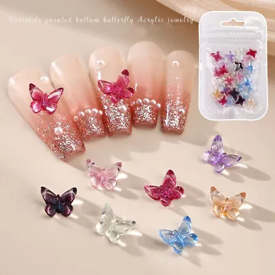 Nail Butterfly Diamonds Nail Art Resin Butterflies INS DIY Nail Accessories HOT • £2.69