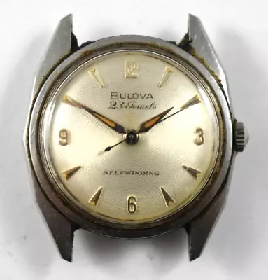 Vintage Bulova Selfwinding 23 Jewels Stainless Steel Case Watch Runs Lot.13 • $59.99