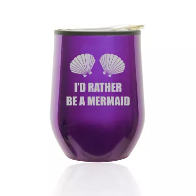 Stemless Wine Tumbler Coffee Travel Mug Glass Cup W/ Lid I'd Rather Be A Mermaid • $15.99