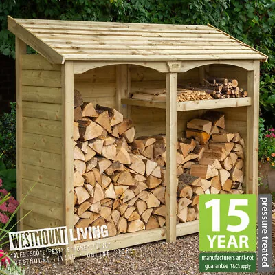 Premium Fire Wood Wooden Log Store Outdoor Wooden Kindling Storage - 2 Sizes • £221.99