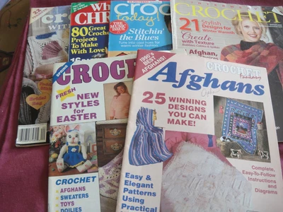 $20 • Buy Lot 6 Vintage Crochet Magazines 1990-2013 Fantasy Interweave Today White Heart