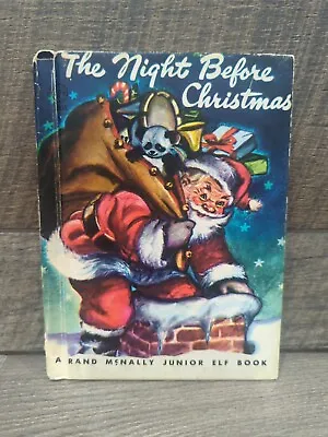 Vintage Night Before Christmas Rand McNally Junior Elf Book Kitsch 1950 Ephemera • $9.99