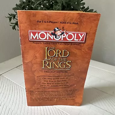 Monopoly Lord Of Rings Trilogy Replacement Parts Instruction Guide Book • $4.99