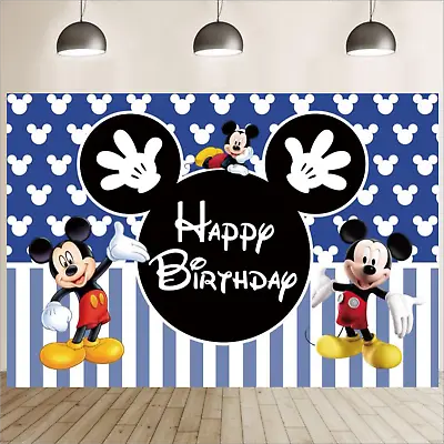 Mickey Mouse Backdrop Baby Shower Birthday Party Wall Photo Background Banner • $28.78