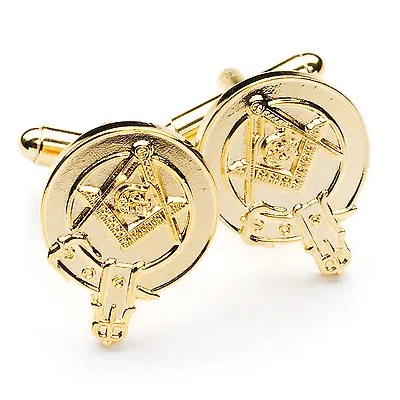 New Boxed Masonic Gold Scottish Clan Crested Cufflinks Regalia Gift Masons • $48.31