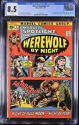 Marvel Spotlight #2 CGC VF+ 8.5 White Pages 1st Appearance Werewolf By Night! • $809