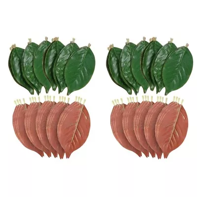  100 Pcs Faux Green Plant Fake Magnolia Leaves Real Touch Leaf Stems False • £19.38