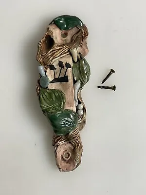 Vintage Vines & Leaves  Ceramic Mezuzah Case Hand Painted Glazed Made In Israel • $36