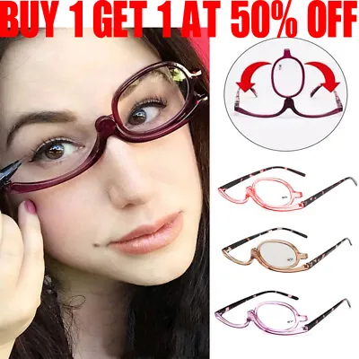 Magnifying Rotable Makeup Womens Reading Glasses Flip Make-up Clear Eyeglasses • $6.15