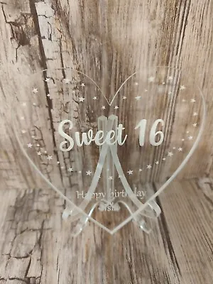 Personalised Happy 16th Birthday Sweet 16 Anniversary Heart Gift Plaque • £7.99