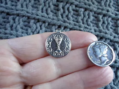 Vintage Sterling Silver - CHALICE - First Communion - Catholic Pendant MEDAL  • $34.85
