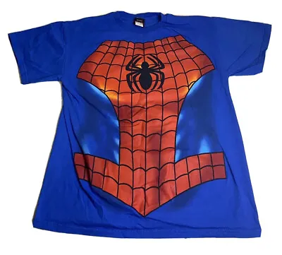 Mad Engine Marvel Spiderman Comic Costume Blue T-Shirt Medium Mega 2000s • $15.99