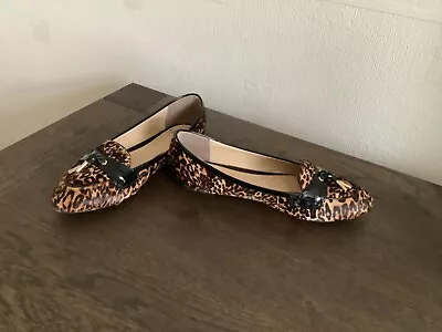 New Ladies Laceys London Flat Animal Print/patent Flat Pump Shoes Size 37 • £10