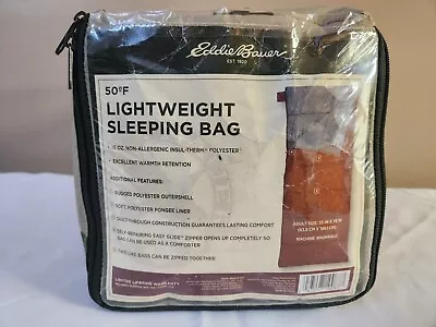 Eddie Bauer Lightweight Sleeping Bag - Orange W/Carrying Bag - Fast Shipping! • $38