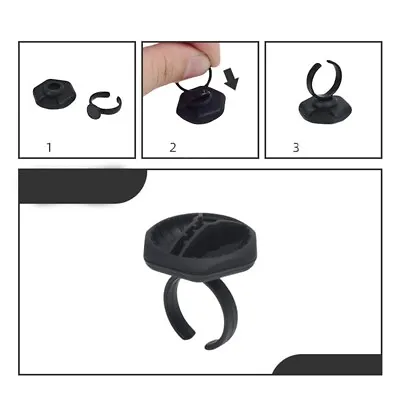 $9.12 • Buy 10X Black Tattoo Semi-Permanent Makeup Six Corners Ring Cups With Ring Holder