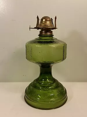 Vintage  Green Glass Kerosene Oil Hurricane Lamp  11  • $25