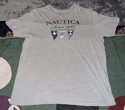 Vintage Nautica Competition Mens Grey Gray Short Sleeve Tee Size 2XL Xxl • $14.99