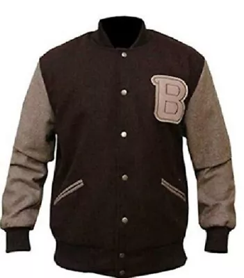 £58.88 • Buy B Logo Miami Fashion Biker Classic Men Hotline Varsity Wool Bomber Real Jacket