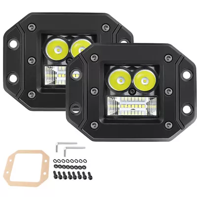 $39.99 • Buy 2x 4 INCH 200W Flush Mount LED Lights Spot Flood Rear Bumper Reverse Pickup SUV